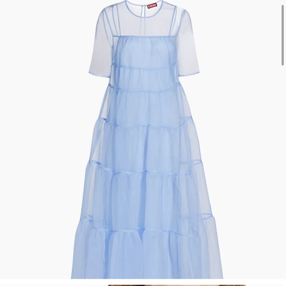 STAUD Hyacinth Sheer Maxi Dressing French Blue - Picture 4 of 7